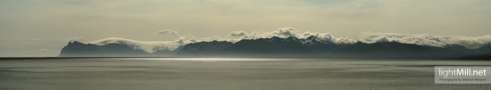 Cloudy Chain of Mountains in Iceland